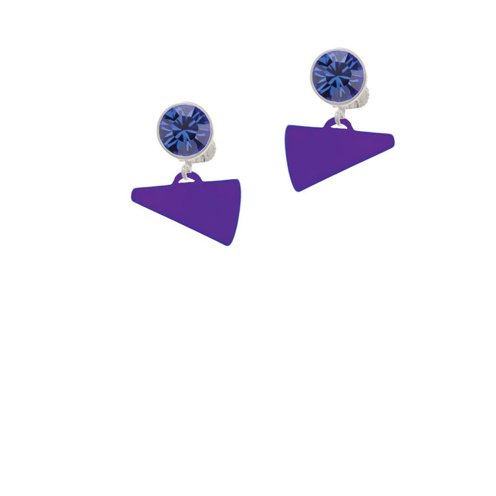 Acrylic 3/4" Purple Megaphone Crystal Clip On Earrings Image 7