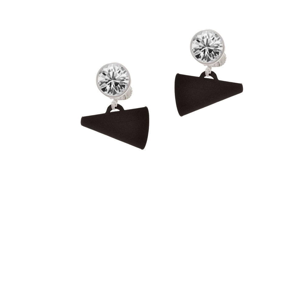 Acrylic 3/4" Black Megaphone Crystal Clip On Earrings Image 2