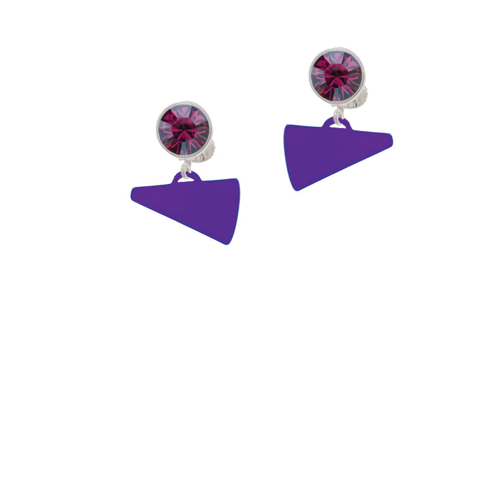 Acrylic 3/4" Purple Megaphone Crystal Clip On Earrings Image 8