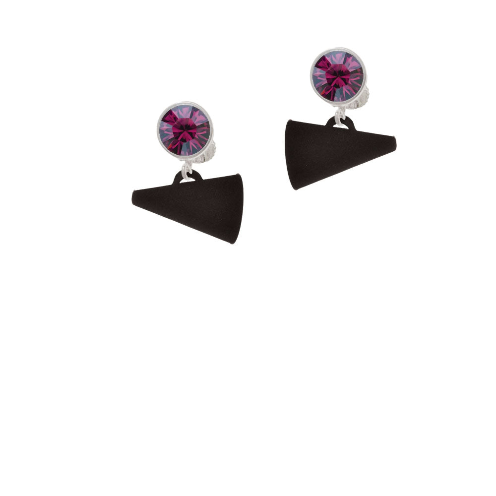 Acrylic 3/4" Black Megaphone Crystal Clip On Earrings Image 8