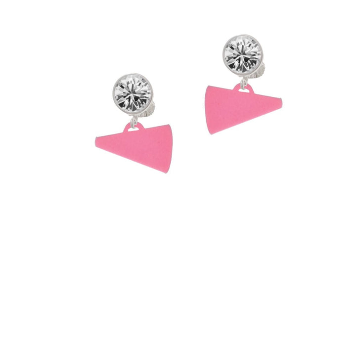 Acrylic 3/4" Hot Pink Megaphone Crystal Clip On Earrings Image 1