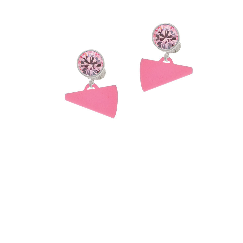 Acrylic 3/4" Hot Pink Megaphone Crystal Clip On Earrings Image 4