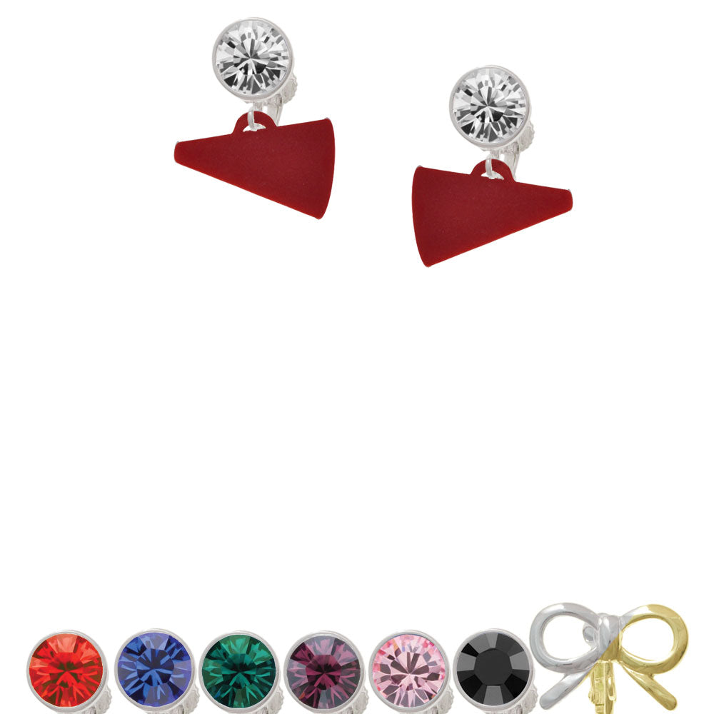 Acrylic 3/4" Maroon Megaphone Crystal Clip On Earrings Image 1