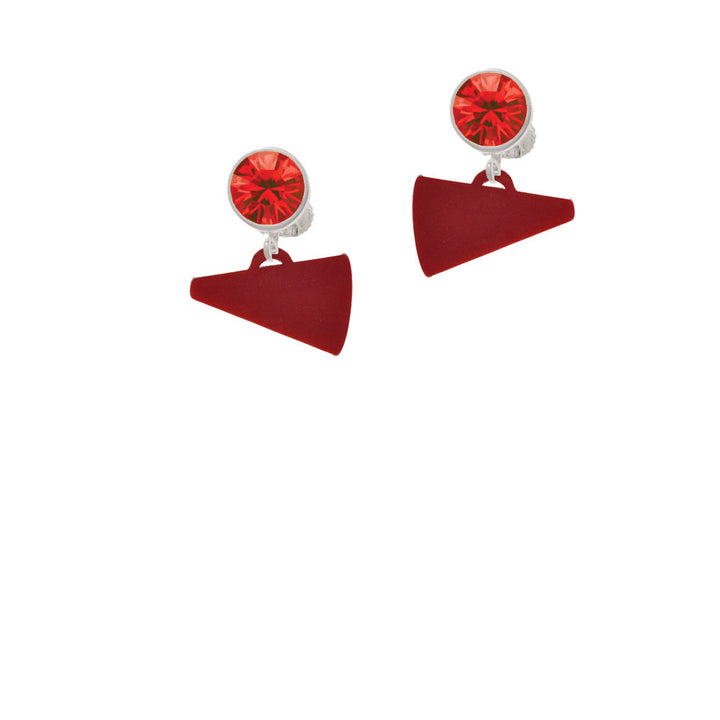 Acrylic 3/4" Maroon Megaphone Crystal Clip On Earrings Image 4