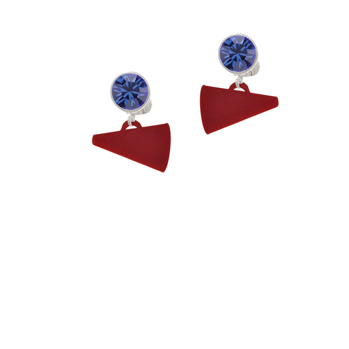 Acrylic 3/4" Maroon Megaphone Crystal Clip On Earrings Image 7