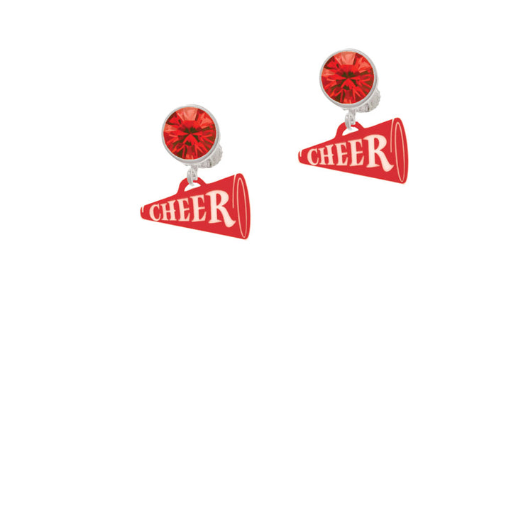 Acrylic 3/4" Red Cheer Megaphone Crystal Clip On Earrings Image 4