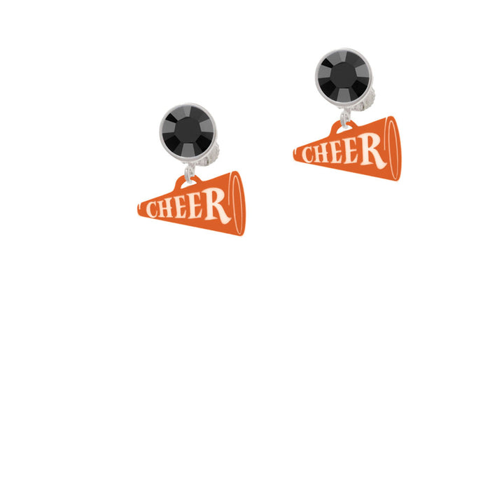 Acrylic 3/4" Orange Cheer Megaphone Crystal Clip On Earrings Image 3