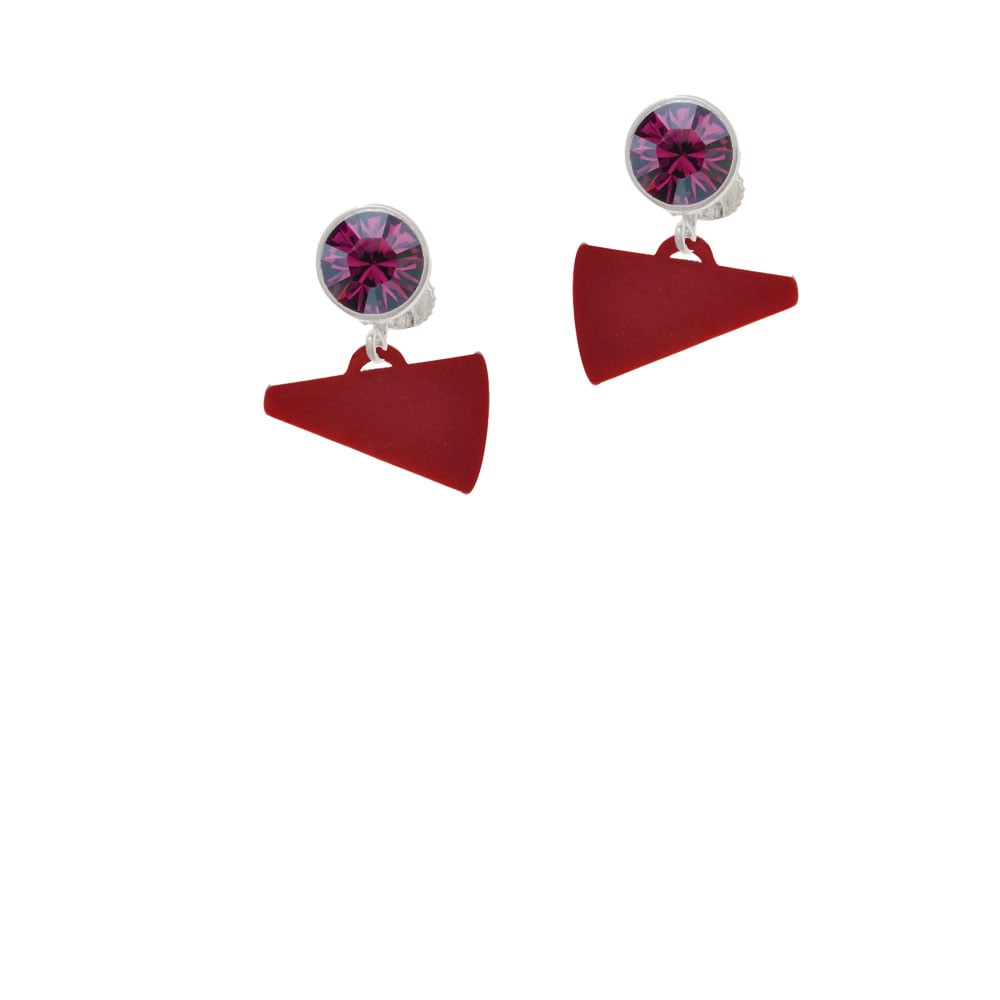 Acrylic 3/4" Maroon Megaphone Crystal Clip On Earrings Image 8