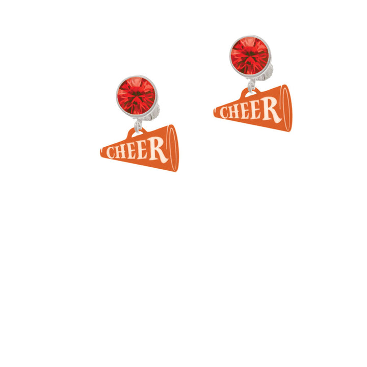 Acrylic 3/4" Orange Cheer Megaphone Crystal Clip On Earrings Image 4