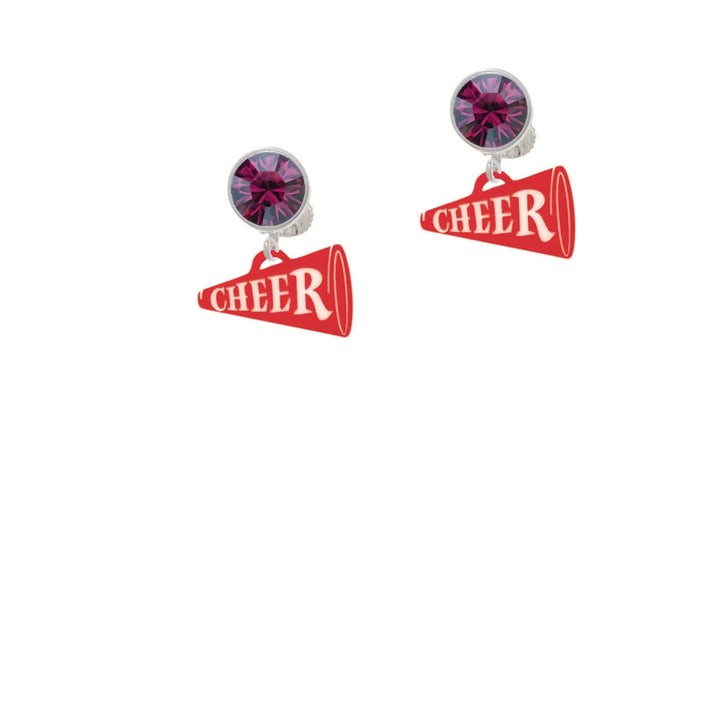 Acrylic 3/4" Red Cheer Megaphone Crystal Clip On Earrings Image 8