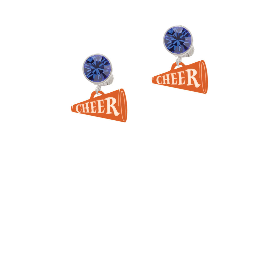 Acrylic 3/4" Orange Cheer Megaphone Crystal Clip On Earrings Image 7