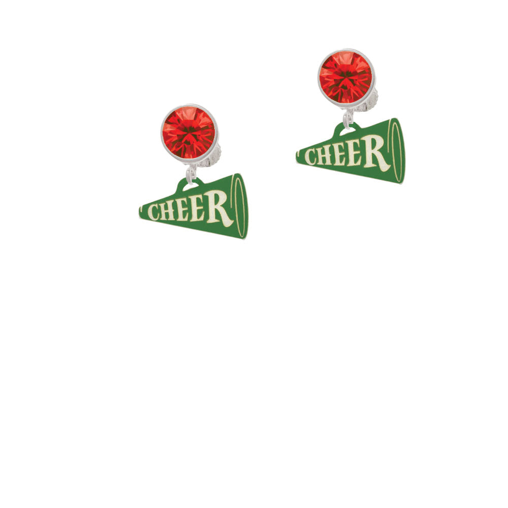 Acrylic 3/4" Green Cheer Megaphone Crystal Clip On Earrings Image 4