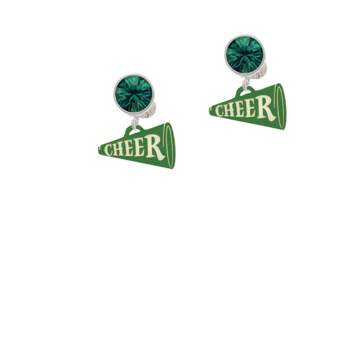 Acrylic 3/4" Green Cheer Megaphone Crystal Clip On Earrings Image 6