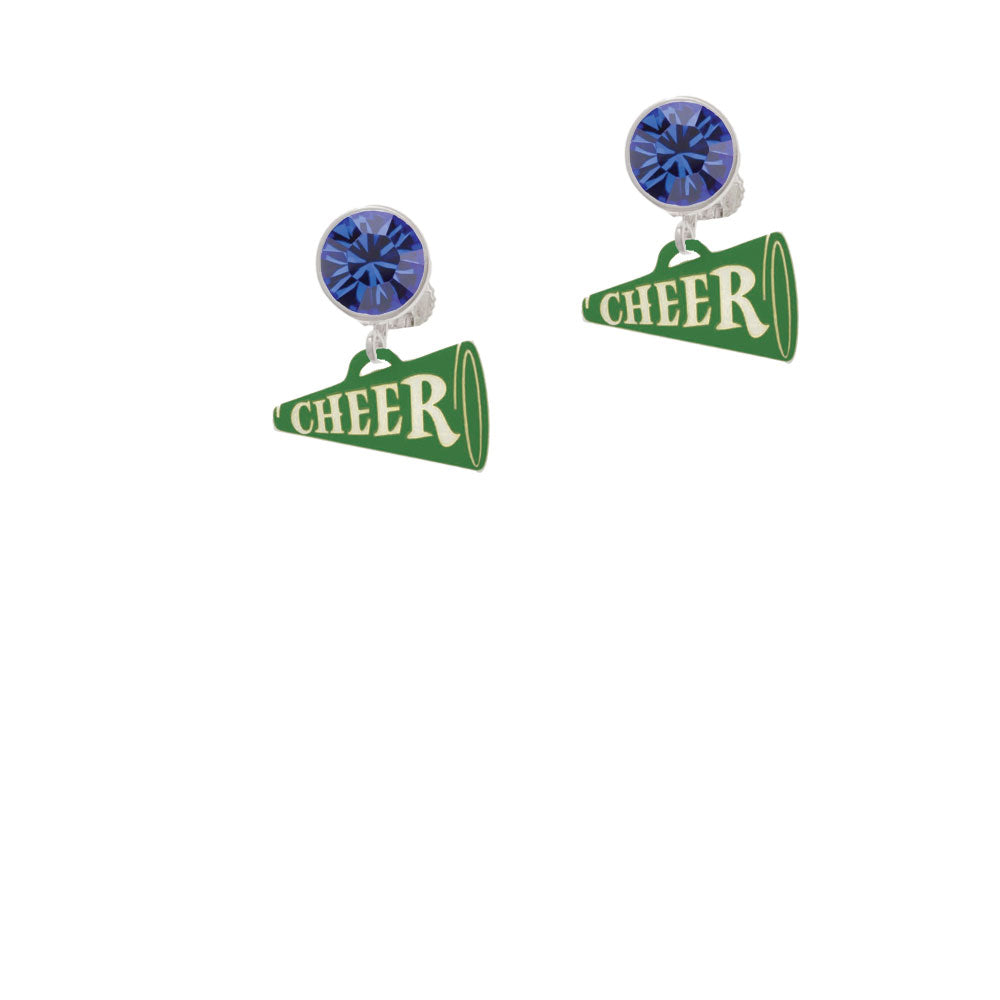 Acrylic 3/4" Green Cheer Megaphone Crystal Clip On Earrings Image 7