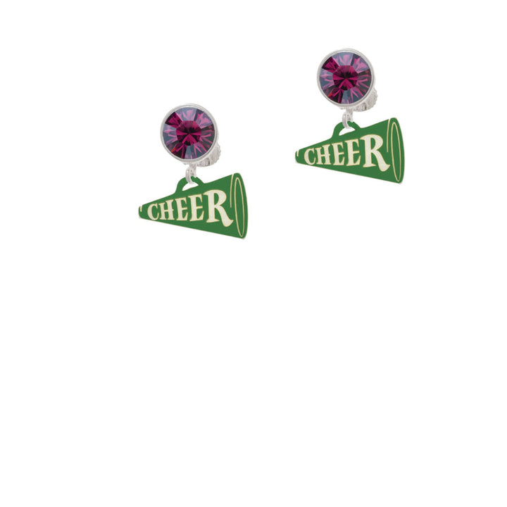 Acrylic 3/4" Green Cheer Megaphone Crystal Clip On Earrings Image 8