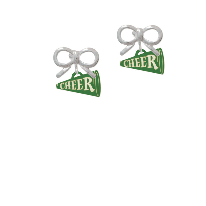 Acrylic 3/4" Green Cheer Megaphone Crystal Clip On Earrings Image 9