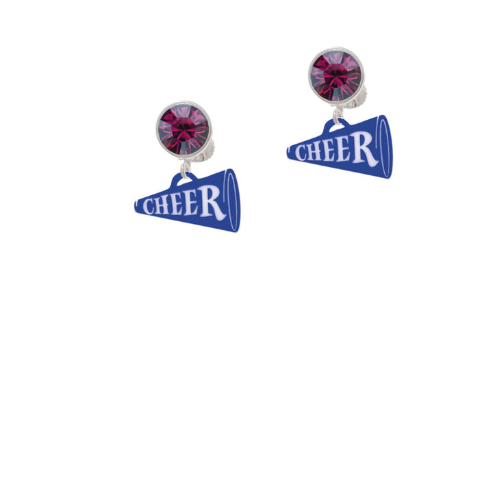 Acrylic 3/4" Royal Blue Cheer Megaphone Crystal Clip On Earrings Image 8