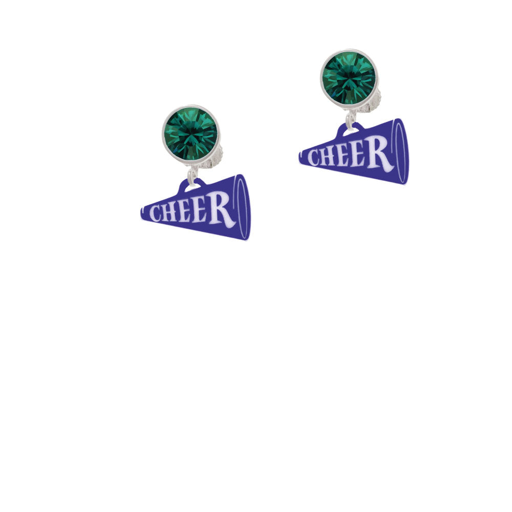 Acrylic 3/4" Navy Cheer Megaphone Crystal Clip On Earrings Image 6