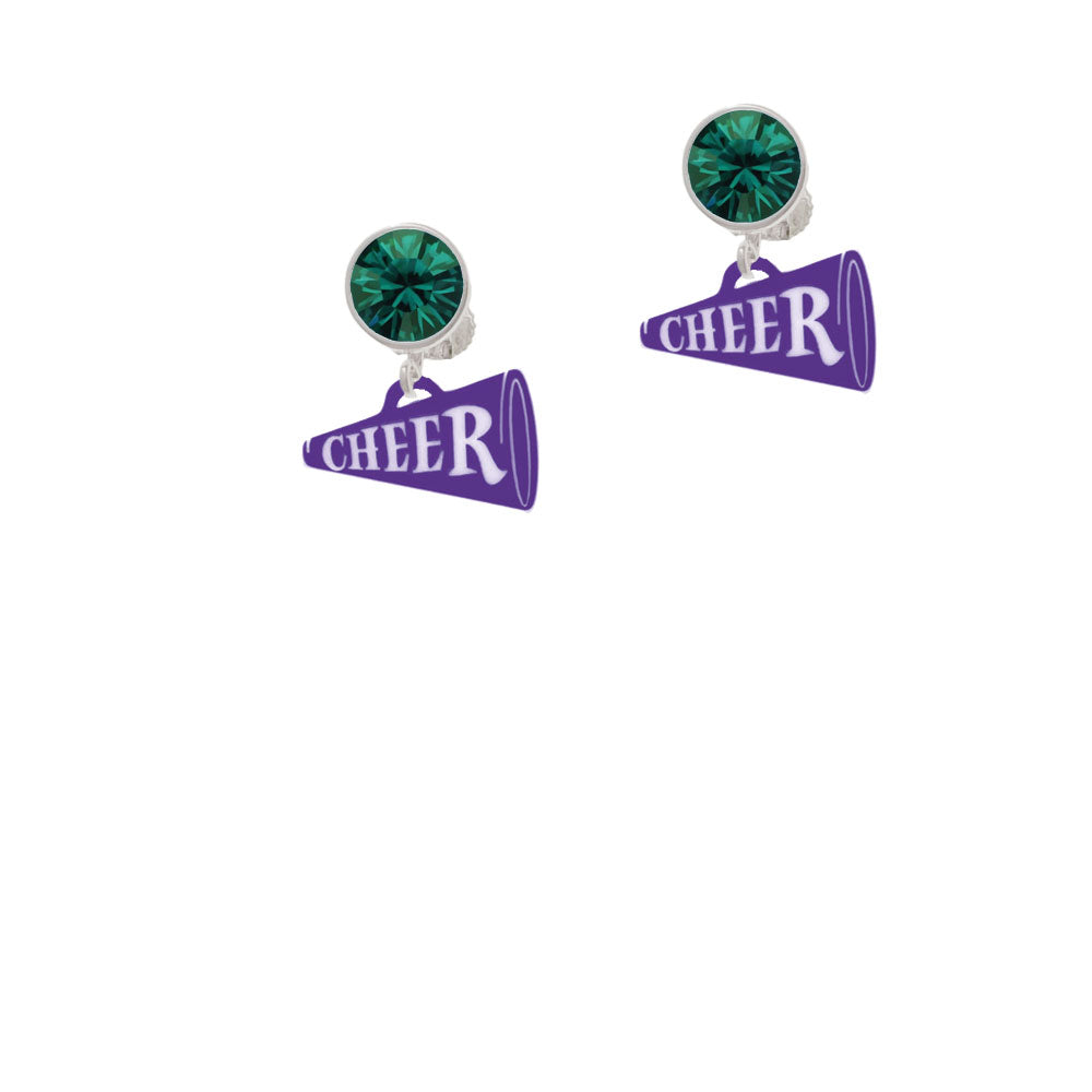 Acrylic 3/4" Purple Cheer Megaphone Crystal Clip On Earrings Image 6