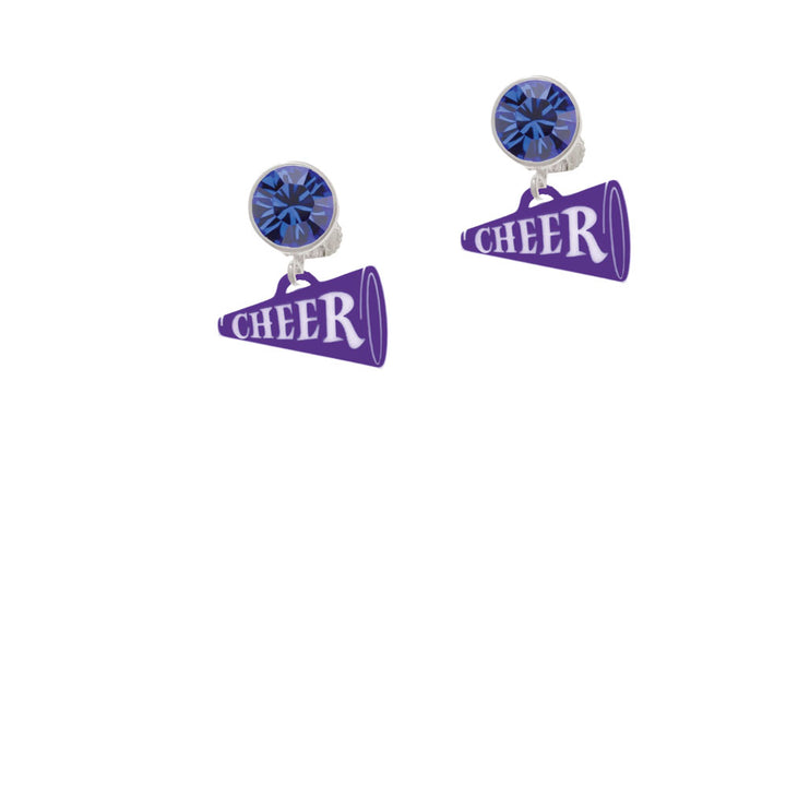 Acrylic 3/4" Purple Cheer Megaphone Crystal Clip On Earrings Image 7