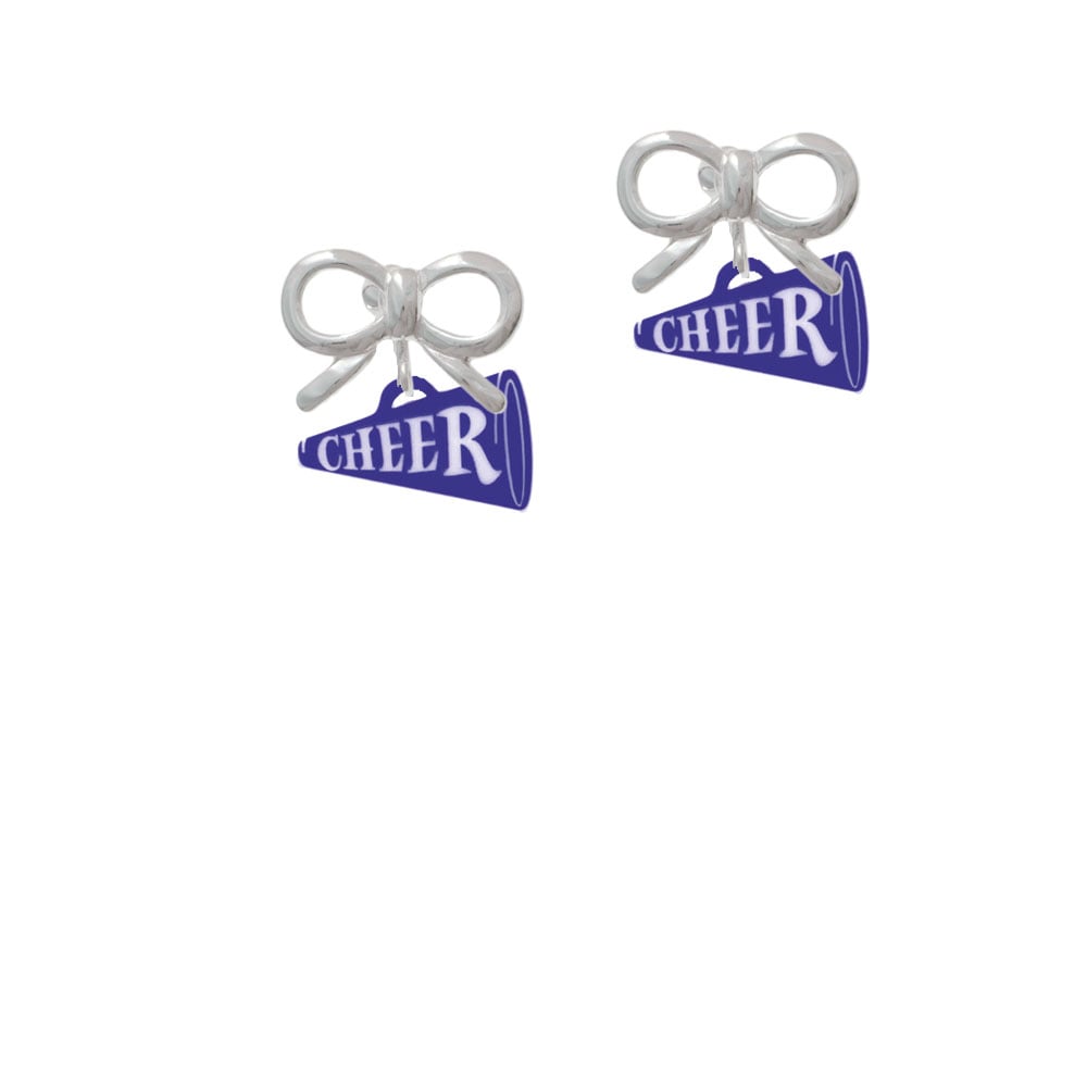 Acrylic 3/4" Navy Cheer Megaphone Crystal Clip On Earrings Image 9