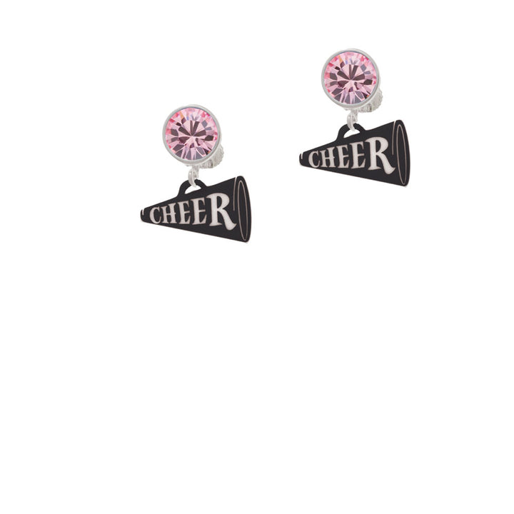 Acrylic 3/4" Black Cheer Megaphone Crystal Clip On Earrings Image 4