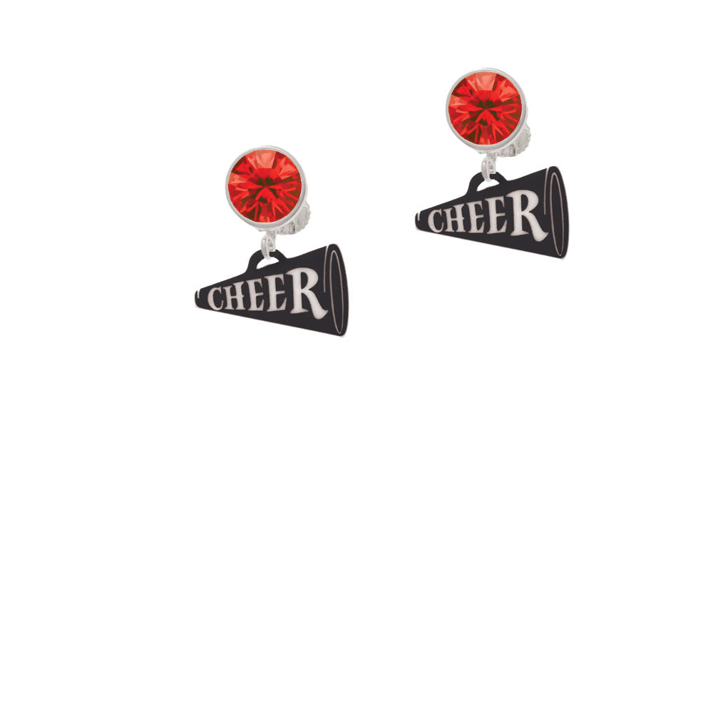 Acrylic 3/4" Black Cheer Megaphone Crystal Clip On Earrings Image 4