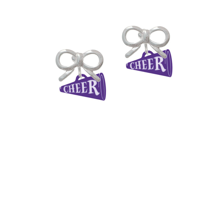 Acrylic 3/4" Purple Cheer Megaphone Crystal Clip On Earrings Image 9