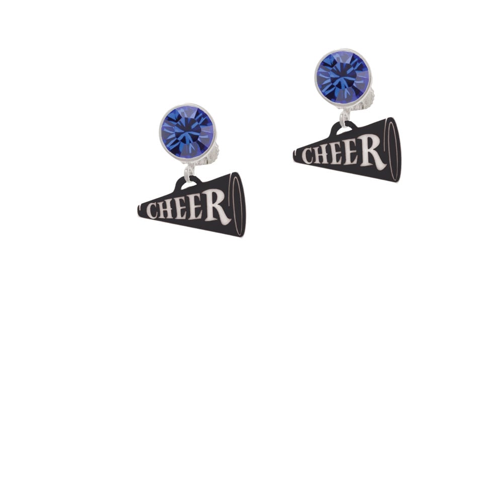 Acrylic 3/4" Black Cheer Megaphone Crystal Clip On Earrings Image 7