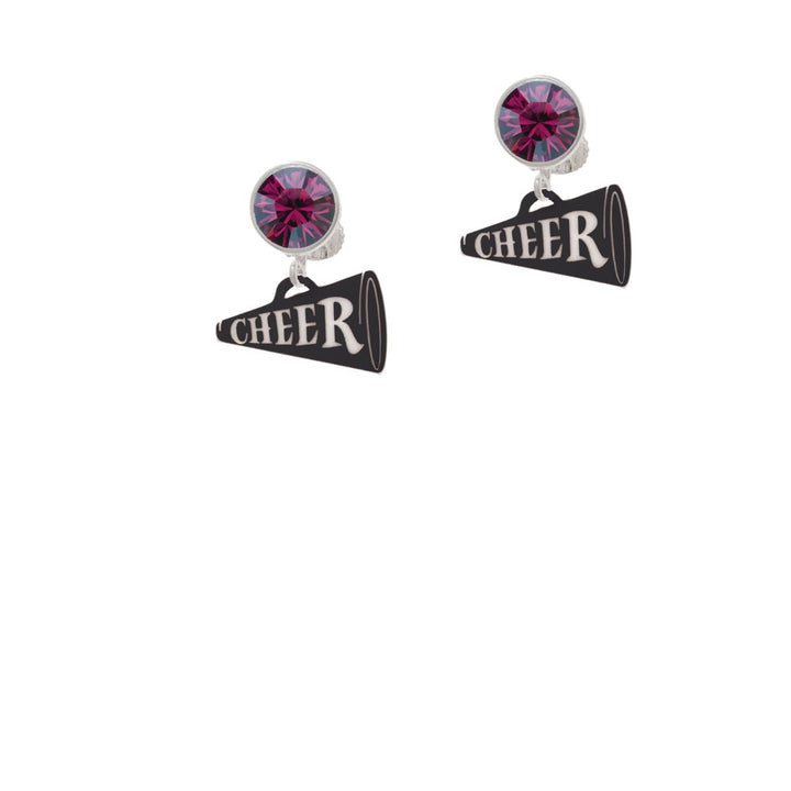 Acrylic 3/4" Black Cheer Megaphone Crystal Clip On Earrings Image 8