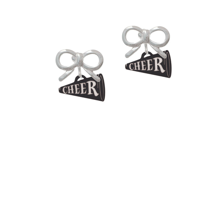 Acrylic 3/4" Black Cheer Megaphone Crystal Clip On Earrings Image 9