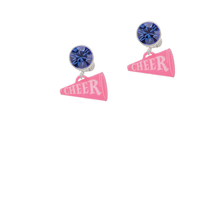 Acrylic 3/4" Hot Pink Cheer Megaphone Crystal Clip On Earrings Image 7