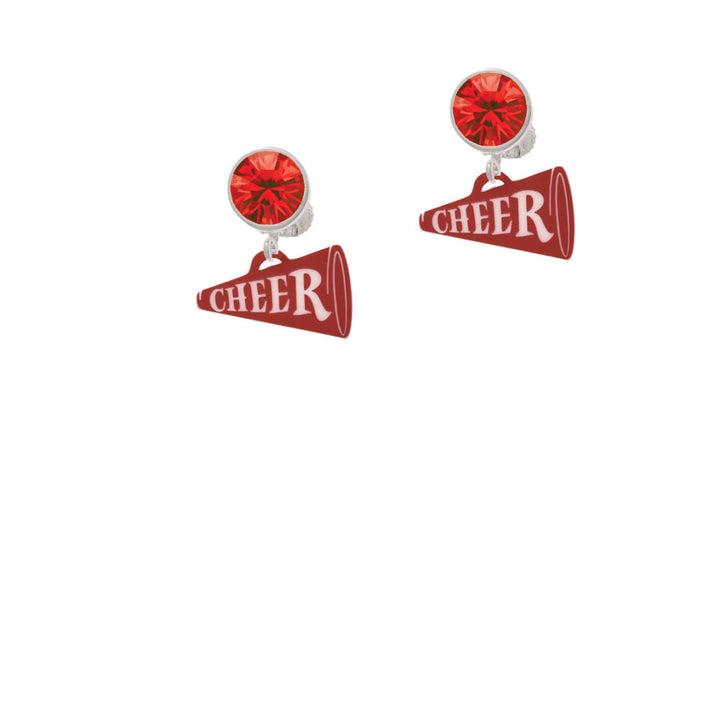 Acrylic 3/4" Maroon Cheer Megaphone Crystal Clip On Earrings Image 4