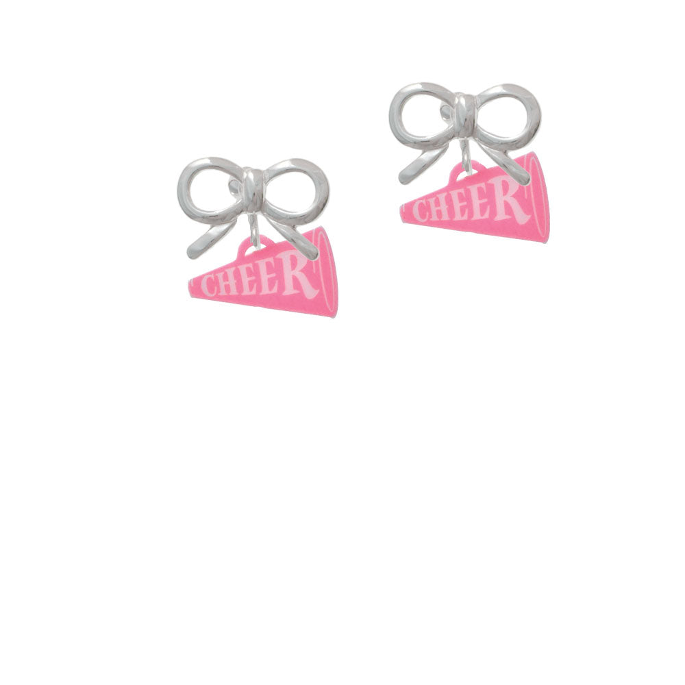 Acrylic 3/4" Hot Pink Cheer Megaphone Crystal Clip On Earrings Image 9