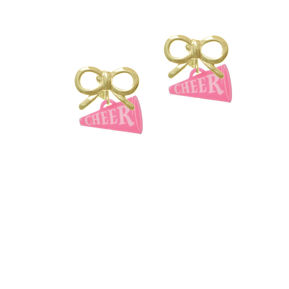 Acrylic 3/4" Hot Pink Cheer Megaphone Crystal Clip On Earrings Image 10