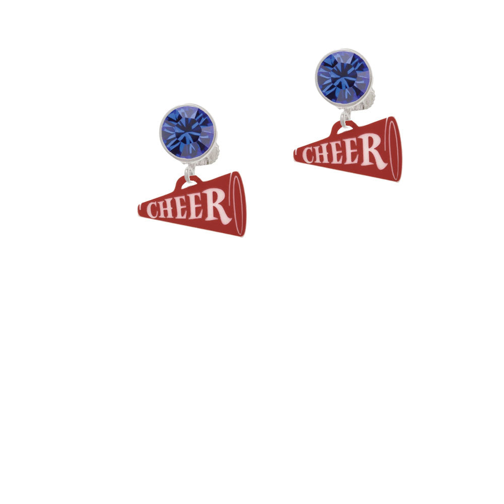 Acrylic 3/4" Maroon Cheer Megaphone Crystal Clip On Earrings Image 7