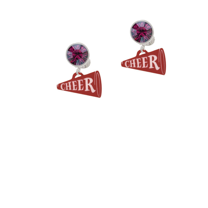 Acrylic 3/4" Maroon Cheer Megaphone Crystal Clip On Earrings Image 8