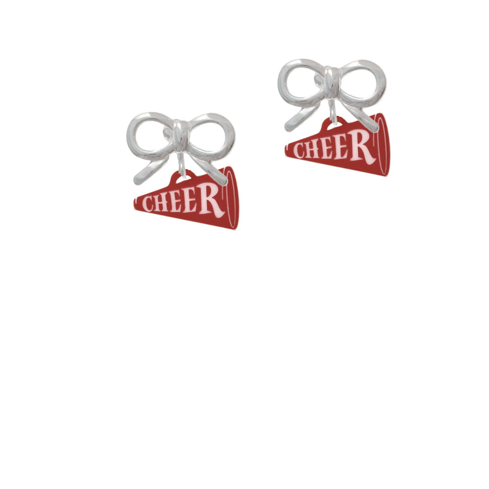 Acrylic 3/4" Maroon Cheer Megaphone Crystal Clip On Earrings Image 9