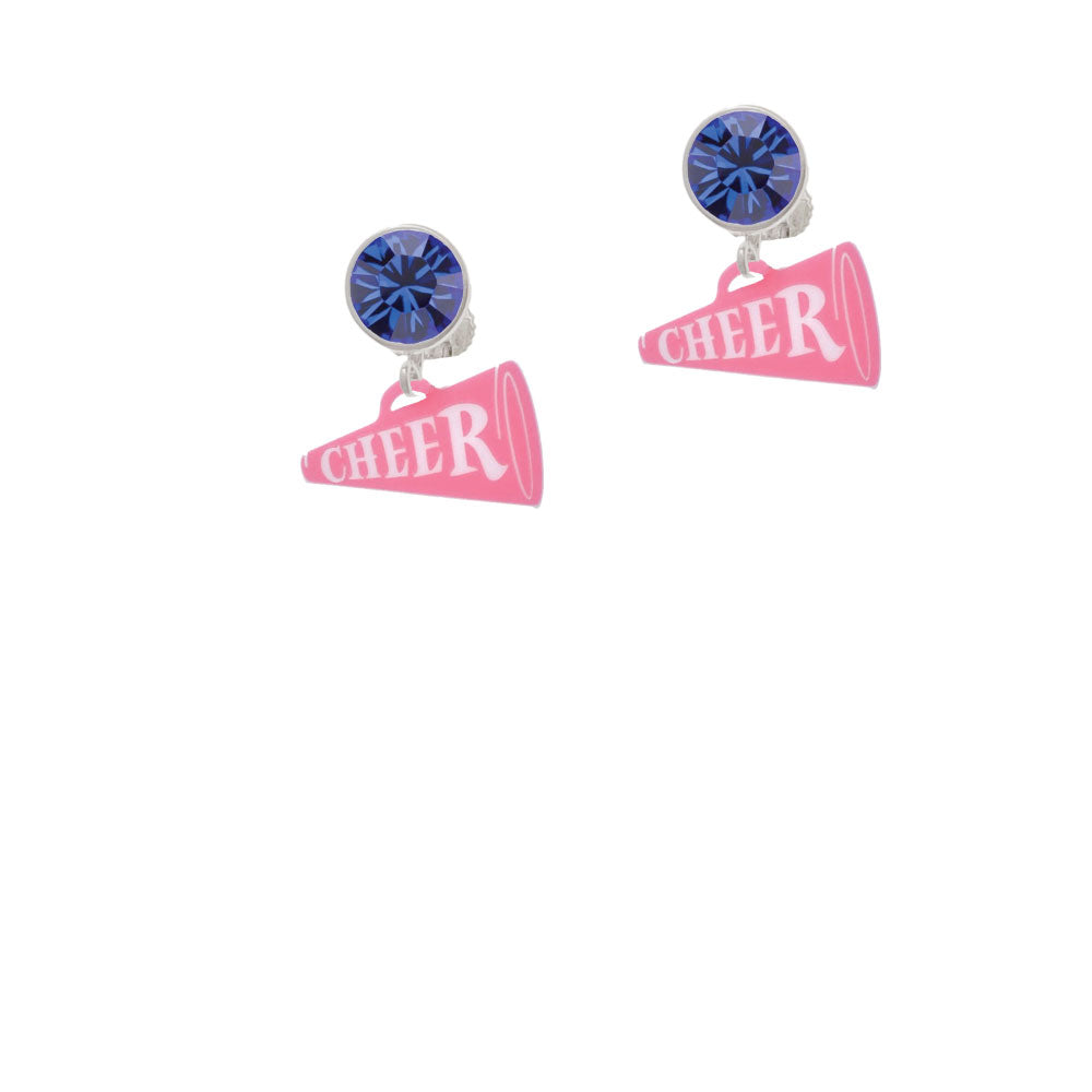 Acrylic 3/4" Pink Cheer Megaphone Crystal Clip On Earrings Image 7