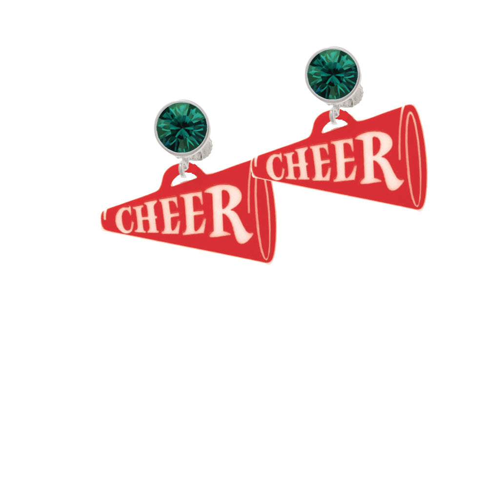 Acrylic 1.25" Red Cheer Megaphone Crystal Clip On Earrings Image 6