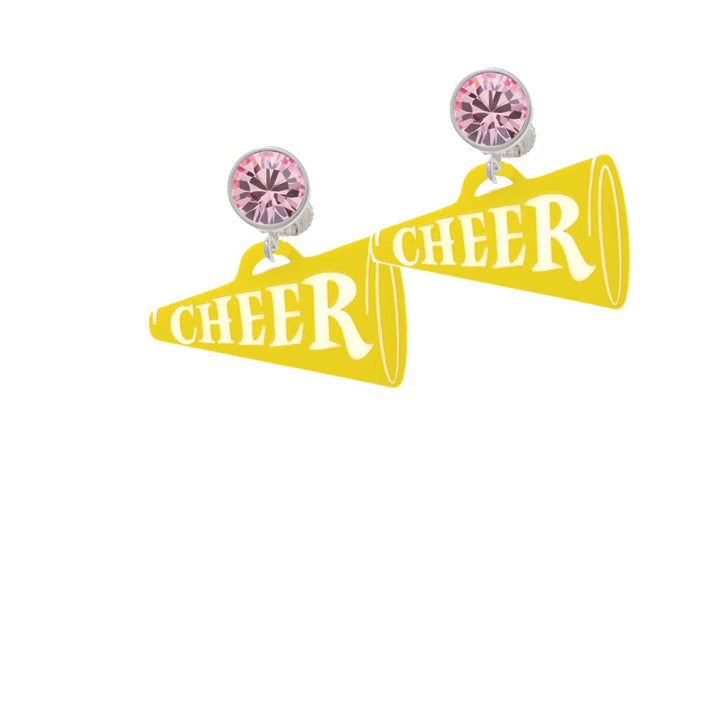 Acrylic 1.25" Yellow Cheer Megaphone Crystal Clip On Earrings Image 4