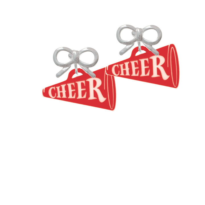 Acrylic 1.25" Red Cheer Megaphone Crystal Clip On Earrings Image 9