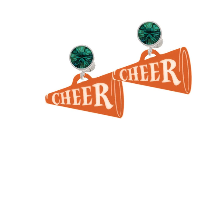 Acrylic 1.25" Orange Cheer Megaphone Crystal Clip On Earrings Image 6