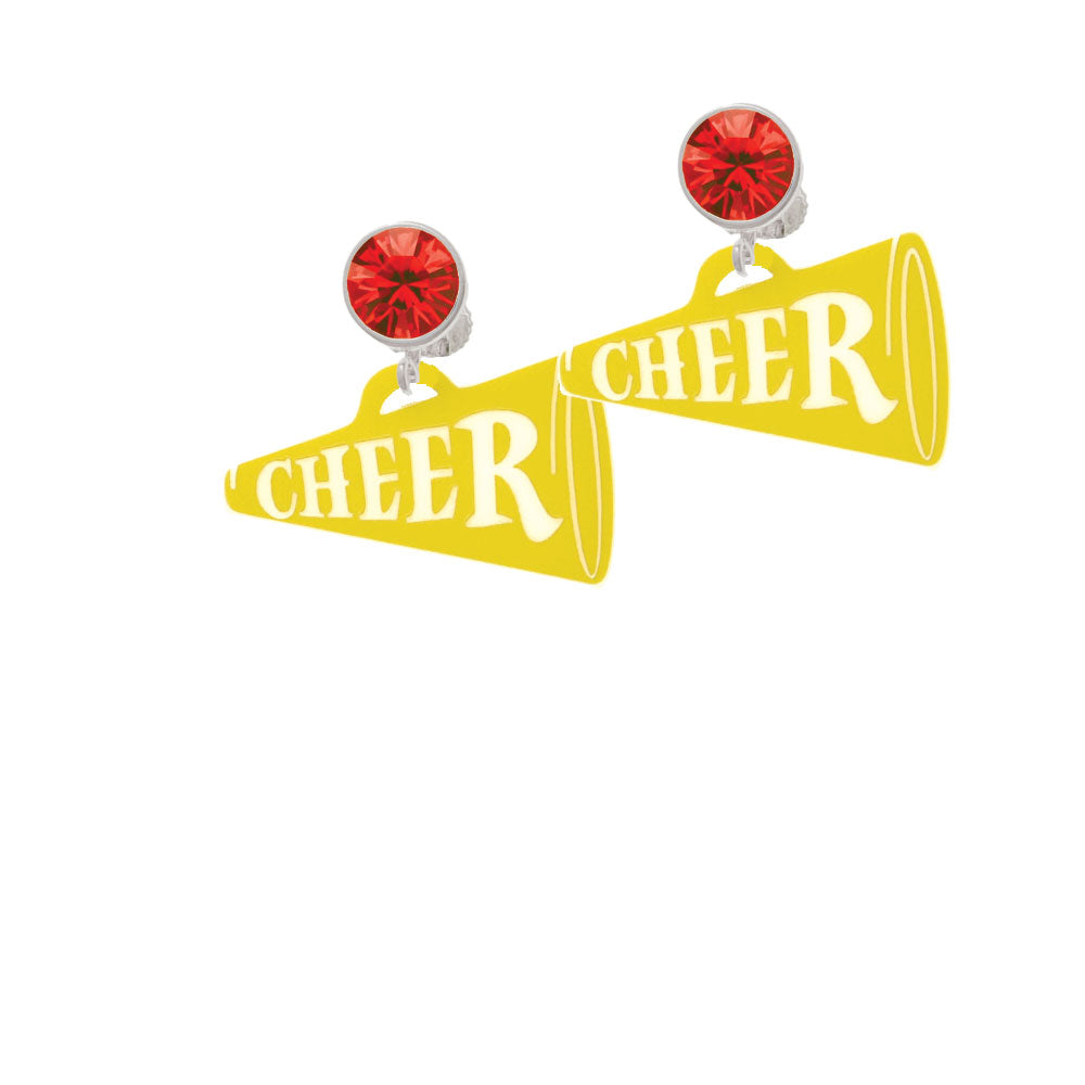 Acrylic 1.25" Yellow Cheer Megaphone Crystal Clip On Earrings Image 4