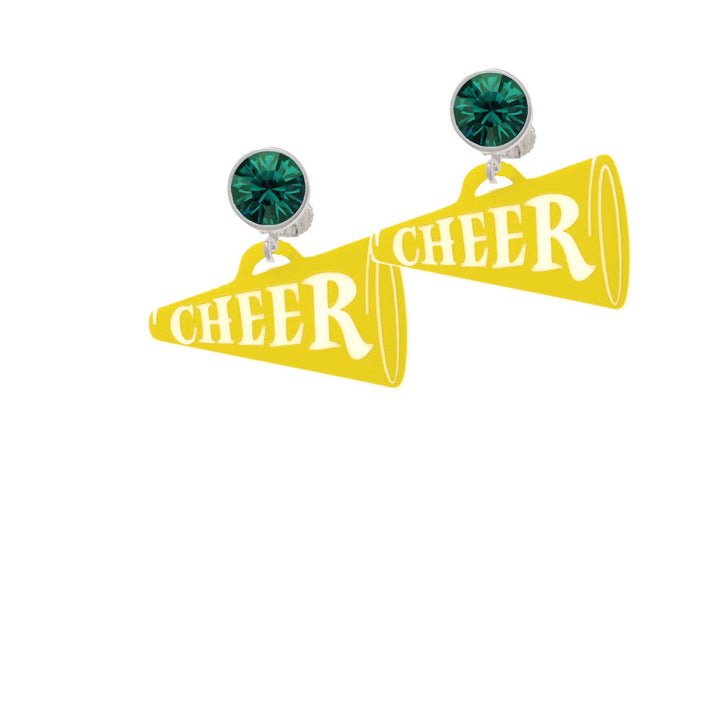 Acrylic 1.25" Yellow Cheer Megaphone Crystal Clip On Earrings Image 6