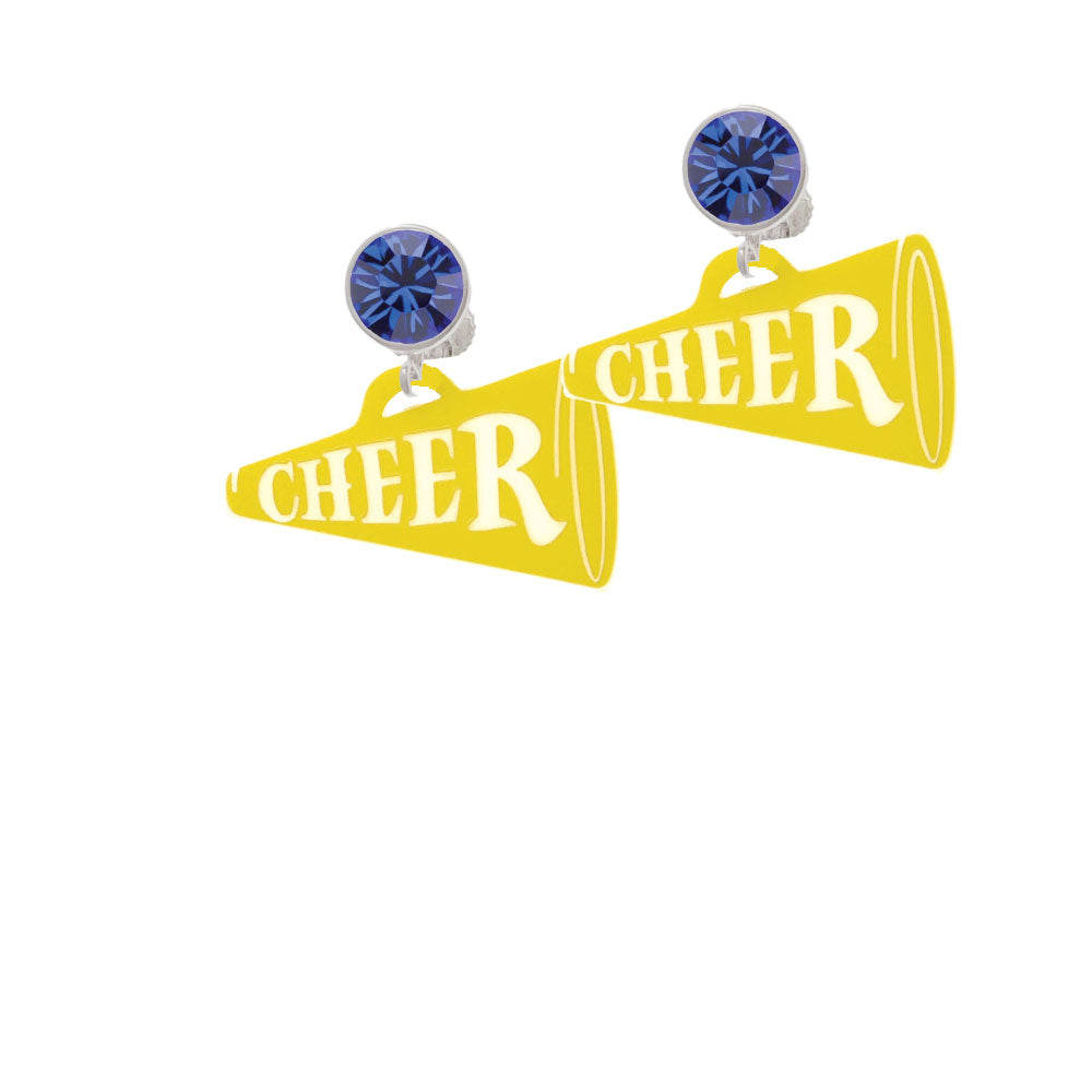 Acrylic 1.25" Yellow Cheer Megaphone Crystal Clip On Earrings Image 7