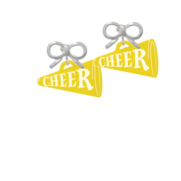 Acrylic 1.25" Yellow Cheer Megaphone Crystal Clip On Earrings Image 9