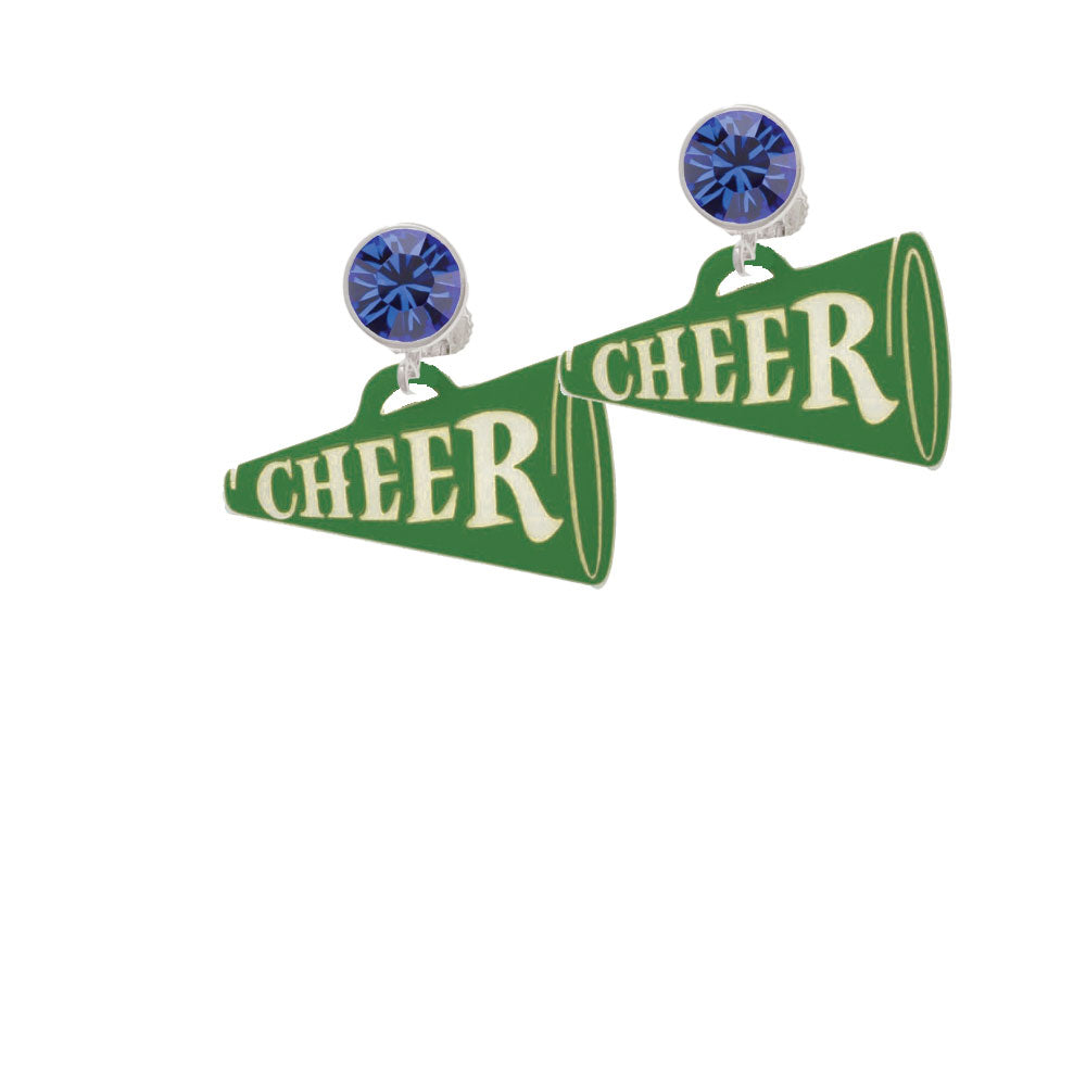 Acrylic 1.25" Green Cheer Megaphone Crystal Clip On Earrings Image 7