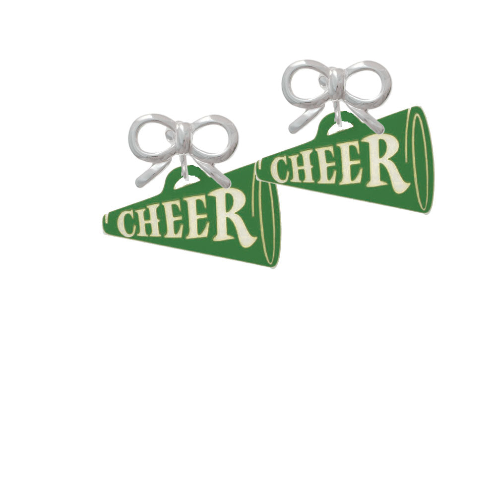 Acrylic 1.25" Green Cheer Megaphone Crystal Clip On Earrings Image 9