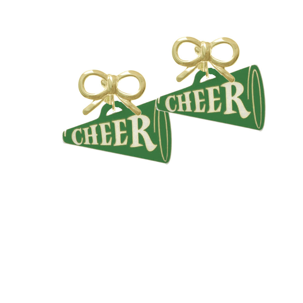 Acrylic 1.25" Green Cheer Megaphone Crystal Clip On Earrings Image 10